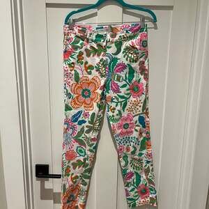 Gretchen Scott Floral Print Cotton Straight Leg Pants, Colorful Botanicals, Size